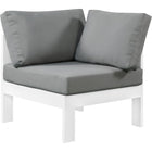 Meridian Furniture Nizuc Outdoor Patio White Aluminum Modular Corner Chair - Grey - Outdoor Furniture