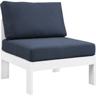 Meridian Furniture Nizuc Outdoor Patio White Aluminum Modular Armless Chair - Navy - Outdoor Furniture