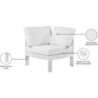 Meridian Furniture Nizuc Outdoor Patio White Aluminum Modular Corner Chair - Outdoor Furniture