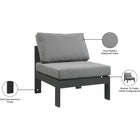 Meridian Furniture Nizuc Outdoor Patio Aluminum Modular Armless Chair - Outdoor Furniture