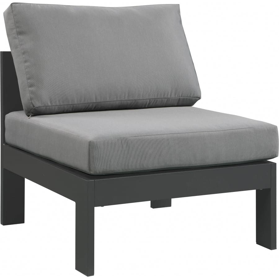 Meridian Furniture Nizuc Outdoor Patio Aluminum Modular Armless Chair - Grey - Outdoor Furniture