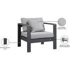 Meridian Furniture Nizuc Outdoor Patio Grey Aluminum Modular Arm Chair - Outdoor Furniture