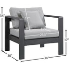 Meridian Furniture Nizuc Outdoor Patio Grey Aluminum Modular Arm Chair - Outdoor Furniture