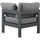 Meridian Furniture Nizuc Outdoor Patio Grey Aluminum Modular Corner Chair - Outdoor Furniture