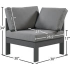 Meridian Furniture Nizuc Outdoor Patio Grey Aluminum Modular Corner Chair - Outdoor Furniture