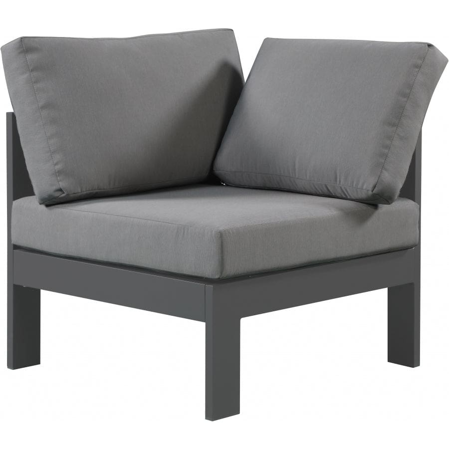 Meridian Furniture Nizuc Outdoor Patio Grey Aluminum Modular Corner Chair - Grey - Outdoor Furniture
