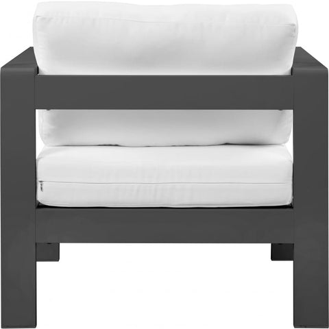 Meridian Furniture Nizuc Outdoor Patio Grey Aluminum Modular Arm Chair - White - Outdoor Furniture