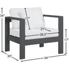 Meridian Furniture Nizuc Outdoor Patio Grey Aluminum Modular Arm Chair - Outdoor Furniture