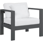 Meridian Furniture Nizuc Outdoor Patio Grey Aluminum Modular Arm Chair - White - Outdoor Furniture