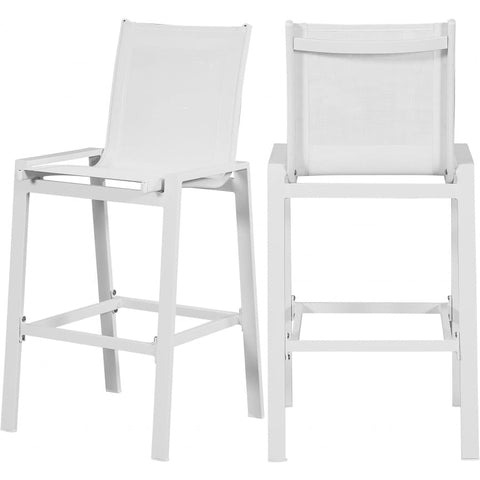 Meridian Furniture Nizuc Outdoor Patio Mesh Barstool - White - White - Outdoor Furniture
