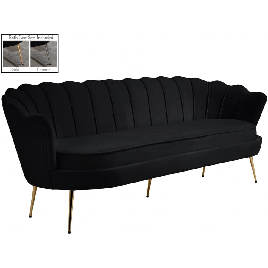 Meridian Furniture Gardenia Velvet Sofa - Black - Sofas