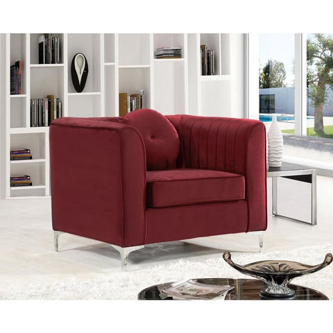 Meridian Furniture Isabelle Velvet Chair - Burgundy - Chairs