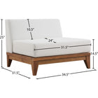 Meridian Furniture Rio Outdoor Off White Waterproof Fabric Modular Armless Chair - Outdoor Furniture