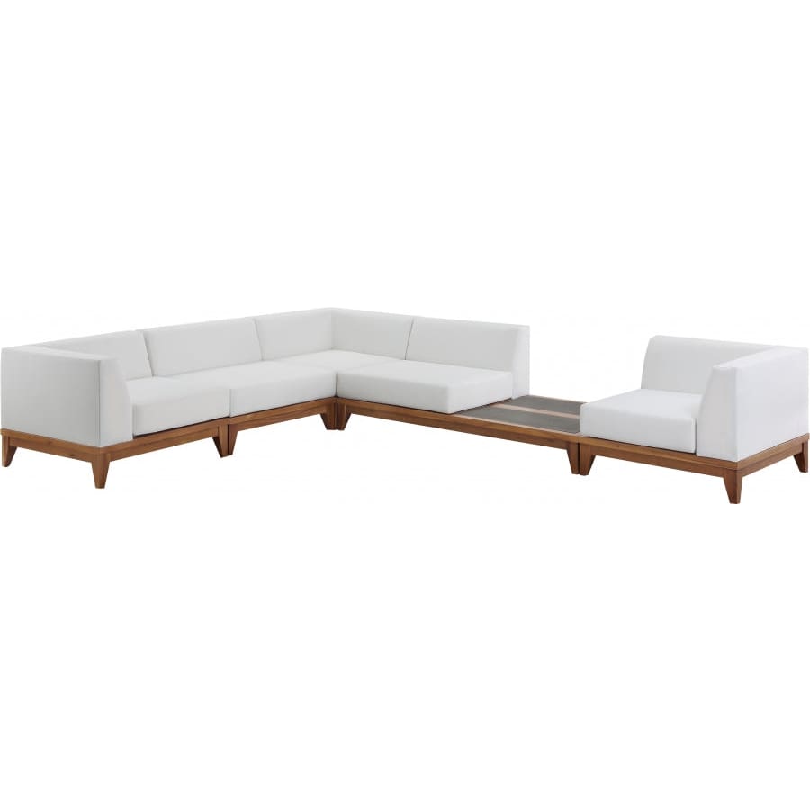 Meridian Furniture Rio Outdoor Off White Waterproof Modular Sectional 5A - Outdoor Furniture