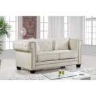 Meridian Furniture Bowery Velvet Loveseat - Cream - Loveseats