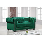 Meridian Furniture Bowery Velvet Loveseat - Green - Loveseats