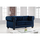 Meridian Furniture Bowery Velvet Loveseat - Blue - Loveseats