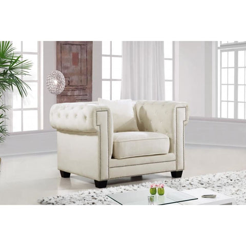 Meridian Furniture Bowery Velvet Chair - Cream - Chairs