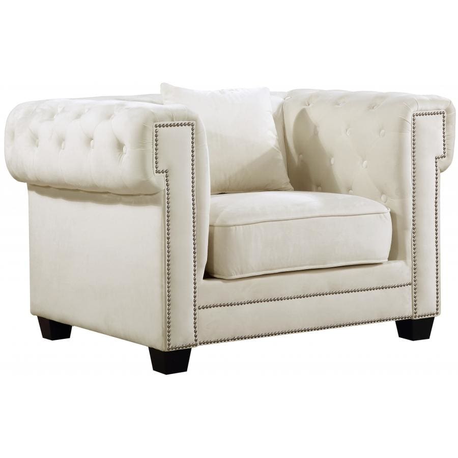 Meridian Furniture Bowery Velvet Chair - Cream - Chairs