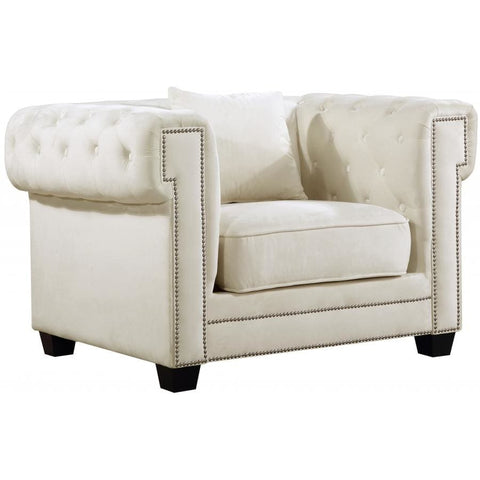 Meridian Furniture Bowery Velvet Chair - Cream - Chairs