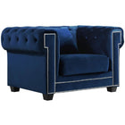 Meridian Furniture Bowery Velvet Chair - Blue - Chairs