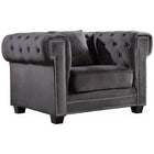 Meridian Furniture Bowery Velvet Chair - Grey - Chairs