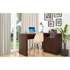 Manhattan Comfort Kalmar L -Shaped Office Desk with Inclusive in Dark Brown - Office Desks