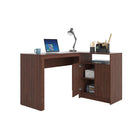 Manhattan Comfort Kalmar L -Shaped Office Desk with Inclusive in Dark Brown - Office Desks