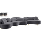 Meridian Furniture Vivacious Velvet 3pc. Sectional - Grey - Sofas