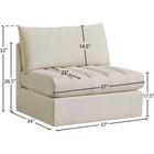 Meridian Furniture Jacob Velvet Modular Armless Chair - Chairs