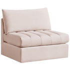 Meridian Furniture Jacob Velvet Modular Armless Chair - Pink - Chairs
