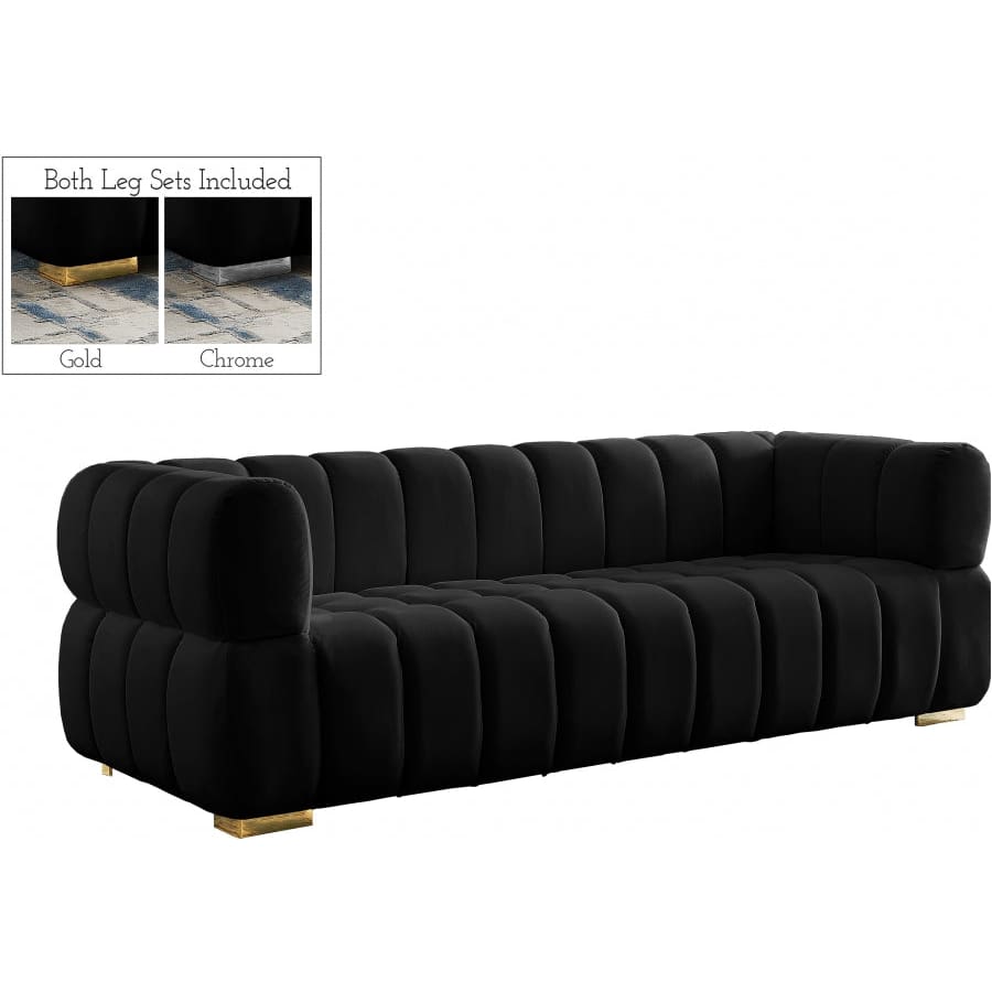 Meridian Furniture Gwen Velvet Sofa - Black - Sofas