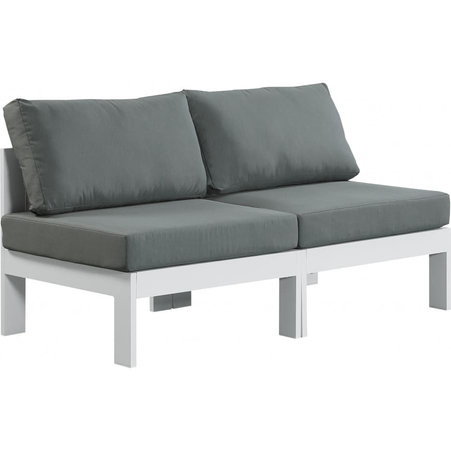Meridian Furniture Nizuc Outdoor Patio White Aluminum Modular Sofa S60B - Grey - Outdoor Furniture