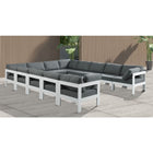 Meridian Furniture Nizuc Outdoor Patio White Aluminum Modular Sectional 12A - Outdoor Furniture