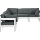 Meridian Furniture Nizuc Outdoor Patio White Aluminum Modular Sectional 6A - Grey - Outdoor Furniture