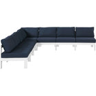 Meridian Furniture Nizuc Outdoor Patio White Aluminum Modular Sectional 7A - Navy - Outdoor Furniture