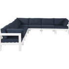 Meridian Furniture Nizuc Outdoor Patio White Aluminum Modular Sectional 8A - Navy - Outdoor Furniture