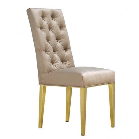 Meridian Furniture Capri Velvet Dining Chair-Set of 2 - Beige - Dining Chairs