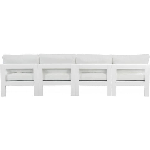 Meridian Furniture Nizuc Outdoor Patio White Aluminum Modular Sofa S120B - White - Outdoor Furniture