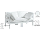 Meridian Furniture Nizuc Outdoor Patio White Aluminum Modular Sofa S60A - Outdoor Furniture