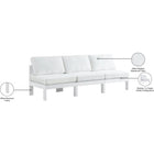 Meridian Furniture Nizuc Outdoor Patio White Aluminum Modular Sofa S90B - Outdoor Furniture