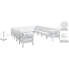 Meridian Furniture Nizuc Outdoor Patio White Aluminum Modular Sectional 12A - Outdoor Furniture