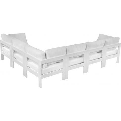 Meridian Furniture Nizuc Outdoor Patio White Aluminum Modular Sectional 6A - Outdoor Furniture