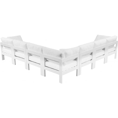 Meridian Furniture Nizuc Outdoor Patio White Aluminum Modular Sectional 7B - White - Outdoor Furniture