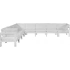 Meridian Furniture Nizuc Outdoor Patio White Aluminum Modular Sectional 8A - White - Outdoor Furniture