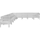 Meridian Furniture Nizuc Outdoor Patio White Aluminum Modular Sectional 9B - White - Outdoor Furniture
