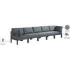 Meridian Furniture Nizuc Outdoor Patio Grey Aluminum Modular Sofa S150A - Outdoor Furniture