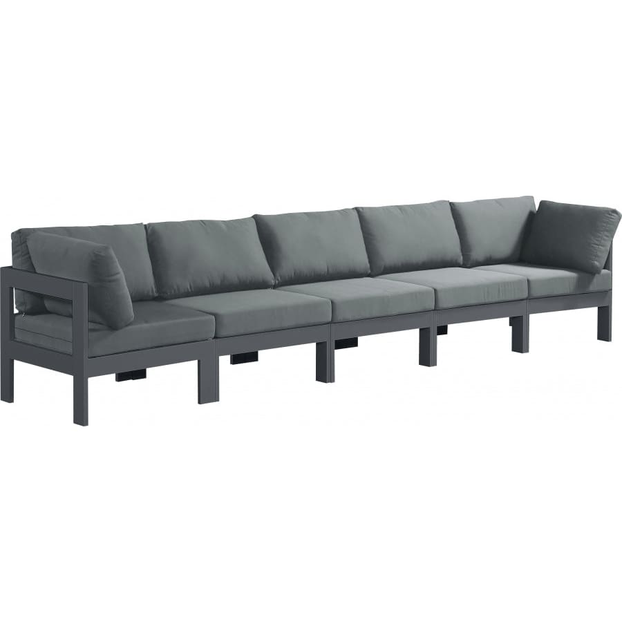 Meridian Furniture Nizuc Outdoor Patio Grey Aluminum Modular Sofa S150A - Grey - Outdoor Furniture