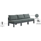 Meridian Furniture Nizuc Outdoor Patio Grey Aluminum Modular Sofa S90B - Outdoor Furniture