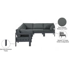 Meridian Furniture Nizuc Outdoor Patio Grey Aluminum Modular Sectional 6A - Outdoor Furniture